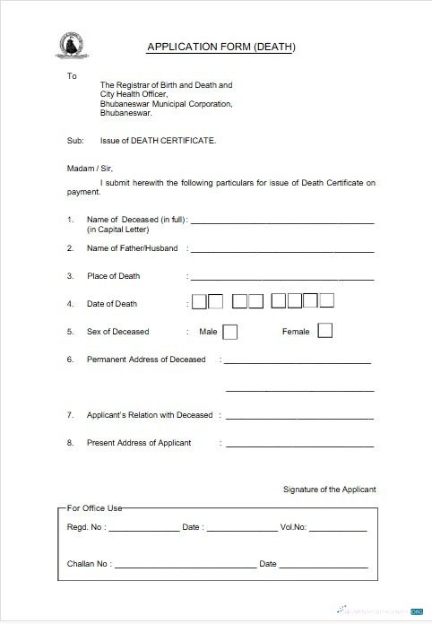 Download India Registrar of birth and death and city healthy officer death certificate Photoshop template